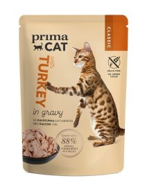 Konservuotas kačių ėdalas PRIMACAT Classic, kalakutiena padaže 85g