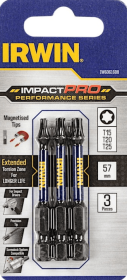 Smūginiai sukimo antgaliai IRWIN Impact Pro, 57 mm, 1 x T15, 1 x T20, 1 x T25