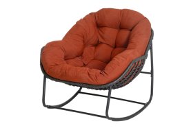Supamas krėslas 4LIVING, juodo plieno/pinto plastiko rėmas, oranžinė pagalvė, iki 110 kg