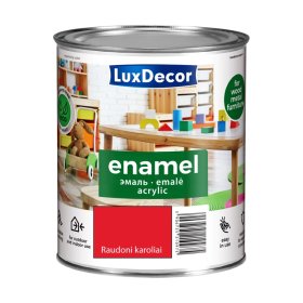 Universali akrilinė emalė LUXDECOR, 0,75 l, (12) raudonų karolių spalvos, blizgus, vandens pagrindu