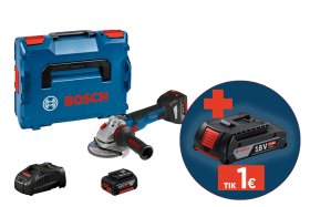 Akumuliatorinis kampinis šlifuoklis BOSCH Professional GWS, 18V-10 SC (2x ProCORE18V 5.5Ah), 18V, 125 mm, lagaminas, 06019G340E