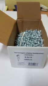 Savisriegiai ortakių montavimui, DIN7504N, 1000 vnt., cinkuoti, su kvadratine antgalio galva