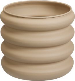 Lauko vazonas, metalinis, banguotas, smėlio sp., 25 x 25 x 22,5 cm.