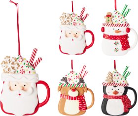 Eglutės žaisliukas Puodelis su karštu šokoladu, 4 skirtingi dizainai, 9,5 x 1,5 x 12,5 cm