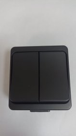 Jungiklis TIMEX, 2 klavišų, paviršinis, IP44, 10 A, 250 V, juodos sp., WNT-2 Jb CZ, A550140029