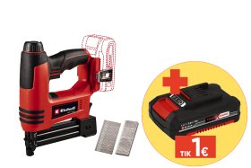 Akumuliatorinė viniakalė EINHELL TE-CN 18 Li - Solo, 18 V, šaudomų vinių ilgis 15-32 mm, pasvirimo kampas apkaboje 0°, be akumuliatorių ir kroviklio