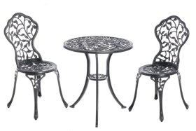 Lauko baldų komplektas 4LIVING Garda, plienas, apkrova iki 110kg, stalas 60x64cm, 2 kėdės 38 x 36 x 83 cm