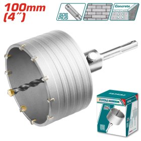 Mūro gręžimo karūna su kietmetaliu TOTAL, 100 mm, gylis 58 mm, SDS plus, adapt. 110 mm, grąžtas 8x110mm, TAC431001