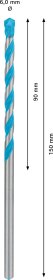 Universalus kietlydinio grąžtas BOSCH Multi Construction, 6,0x150,0 mm, 1 vnt.