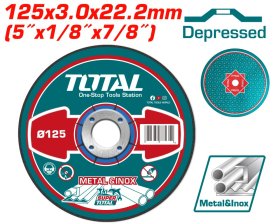 Abrazyvinis metalo šlifavimo diskas TOTAL, 125x3x22 mm, TAC2211251