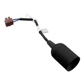 Lempos lizdas DPM, E27, 250 V, 4 A, 2x0,75 mm², remonto darbams, laido ilgis 15 cm, su kontaktine kaladėle, juodos sp.