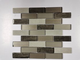 Stiklo mozaika MONA MOSAICS Td30-21, 298 x 305 x 8 mm, 11 vnt./dėž., stiklo ir akmens mozaika, spl. blizgi ruda/matinė ruda/rudas medis/smėlinis marmuras
