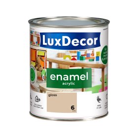Universali akrilinė emalė LUXDECOR, 0,75 l, (06) smėlio audros spalvos, blizgus, skiedžiamas vandeniu