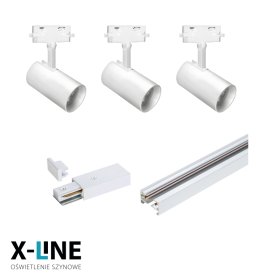 Kryptinis šviestuvas ant bėgelio DPM X-LINE STR-3XGU10-W, GU10, 3 x 60W, 230V, baltos sp., 1000x60x117 mm