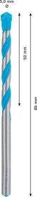 Universalus kietlydinio grąžtas BOSCH Multi Construction, 5,0x85 mm, 1 vnt.