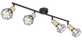 Kryptinis šviestuvas GLOBO Xara I, E14, 4 x 40W, 230V, metalinis, matinės juodos, sendinto žalvario sp., 80 x 205 x 600 mm, 54802S-4AB