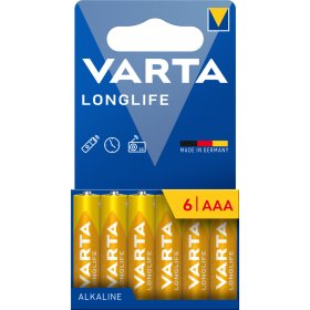 Maitinimo elementai VARTA LONGLIFE, 6 vnt. AAA, LR3