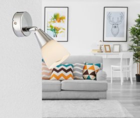 Kryptinis šviestuvas GLOBO Tadeus, E14, 1 x 40W, 230V, chromas, stiklas, 70 x 135 x 165 mm, 54919-1