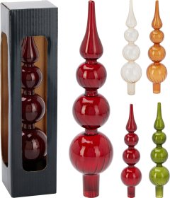 Eglutės viršūnė, stiklas, 4 skirtingos sp., 6 × 6 × 28 cm