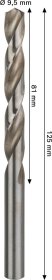 Grąžtas metalui BOSCH HSS-G, DIN 338, 9,5 × 81 × 125 mm