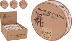 Kalėdinis kaspinas, 2 skirtingi dizainai, 270 x 1,5 cm