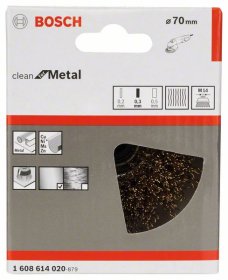 Taurės formos šepetys BOSCH, žalvariu dengta, lenkta viela 70 mm, 0,3 mm, M14