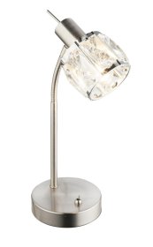 Stalinis nakties šviestuvas GLOBO Kris, E14, 1 x 40W, 230V, su jungikliu, chromas, skaidraus stiklo kristalas, 217 x 120 x 280 mm, 54356-1T