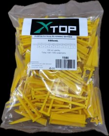 Plytelių pleištai XTOP, plytelių išlyginimo sistemai, 100 vnt., inkarams iki 15 mm.