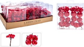 Kalėdinė dekoracija Šakelė, su vaisiais, raudonos sp., 2 skirtingi dizainai