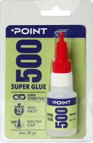Sekundiniai klijai POINT 500 Super Glue, skaidrūs, 30g