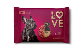 Konservuotas šunų ėdalas MY LOVE, su jautiena, 4x100 g