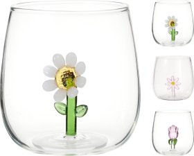 Stiklinė su gėlės dizainu, 500 ml, 3 skirtingi dizainai