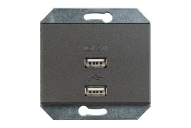 Kištukinis lizdas VILMA XP500, 2xUSB, įleidžiamas, antracito spalvos, 5V DC 2,1 A b/r, USB-2,1A-02
