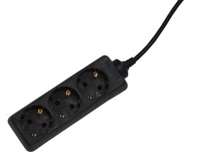 Ilgiklis ORRO, 3 lizd., 1,5m, su įž., be jungiklio, 3x1.0, juodos sp., 53089