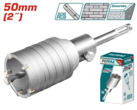 Mūro gręžimo karūna su kietmetaliu TOTAL, 50 mm, gylis 58 mm, SDS plus, adapt. 110 mm, grąžtas 8x110mm, TAC430501