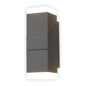 Lauko sieninis LED šviestuvas SALTA Soma, LED 2x6W, 3000 K, 1080 lm, IP65, 80x65x192 mm, antracito sp.