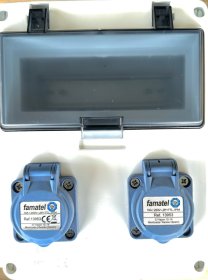 Automatinių išjungiklių paviršinis skydelis FAMATEL 3957897, 8 modulių + 2 kištukiniai lizdai, 4X2P+TTL 16A ~250V, su skaidriomis durelėmis, IP54, matmenys 180 x 230 x 86 mm