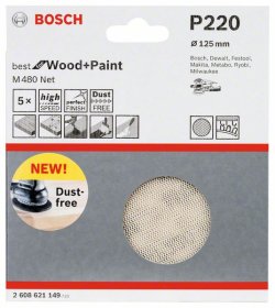 Šlifavimo tinklelis BOSCH M 480, 125 mm, G220, 5 vnt.