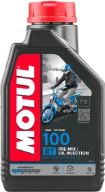 Variklių alyva MOTUL 100 2T, moto technikai, dvitakčių variklių, mineralinė, benzininiams varikliams, 1L, (104024)