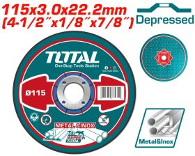 Abrazyvinis metalo šlifavimo diskas TOTAL,  115x3x22 mm, TAC2211152