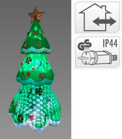 Kalėdinė LED dekoracija Eglutė, pripučiama, su sniego efekto projekcija, 110 x 110 x 240 cm