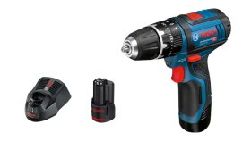 Akumuliatorinis smūg. suktuvas BOSCH Professional GSB 12V-15, 12V, 2x2,0 Ah, GAL 12V-20, sukimo momentas 15/30 Nm