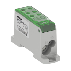 Gnybtas MOREK MAB1135G10, OJL135A, įėjimas Al/Cu 1x10/1x35, išėjimas Cu 2x10/4x16mm², žalios sp.
