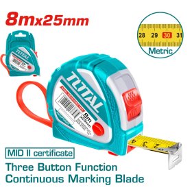Ruletė TOTAL, magnetinė, 8 m, 25 mm, TMT126081ME