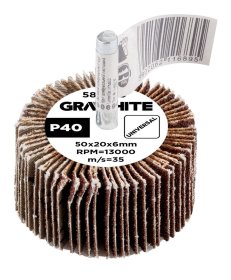 Žiedlapinis šlifavimo cilindras GRAPHITE, 50 x 20 x 6 mm, P40