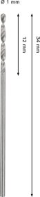 Grąžtas metalui BOSCH HSS-G, DIN 338 1 x 12 x 34 mm