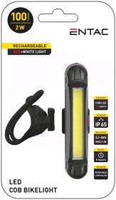 LED žibintuvėlis ENTAC En-7904, 2W, 100 lm, IP65, atstumas 10 m, dviračiui, pakraunamas nuo USB, 4 švietimo funkcijos, raudona+balta šviesa, 82x15 mm
