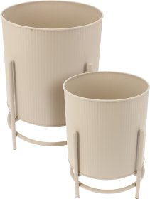 Kambarinis vazonas, ant kojelių, kreminės sp., metalinis, 20 x 28 cm