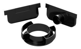 Priedų rinkinys ACO, 50 mm latakui, 1 ištekėjimo jungtis Ø 110, 2 galinės sienutės su išbėgimu Ø 32 mm, 1 galinė sienutė, 330020