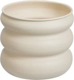 Lauko vazonas, metalinis, banguotas, kreminės sp., 20 x 20 x 17,8 cm.